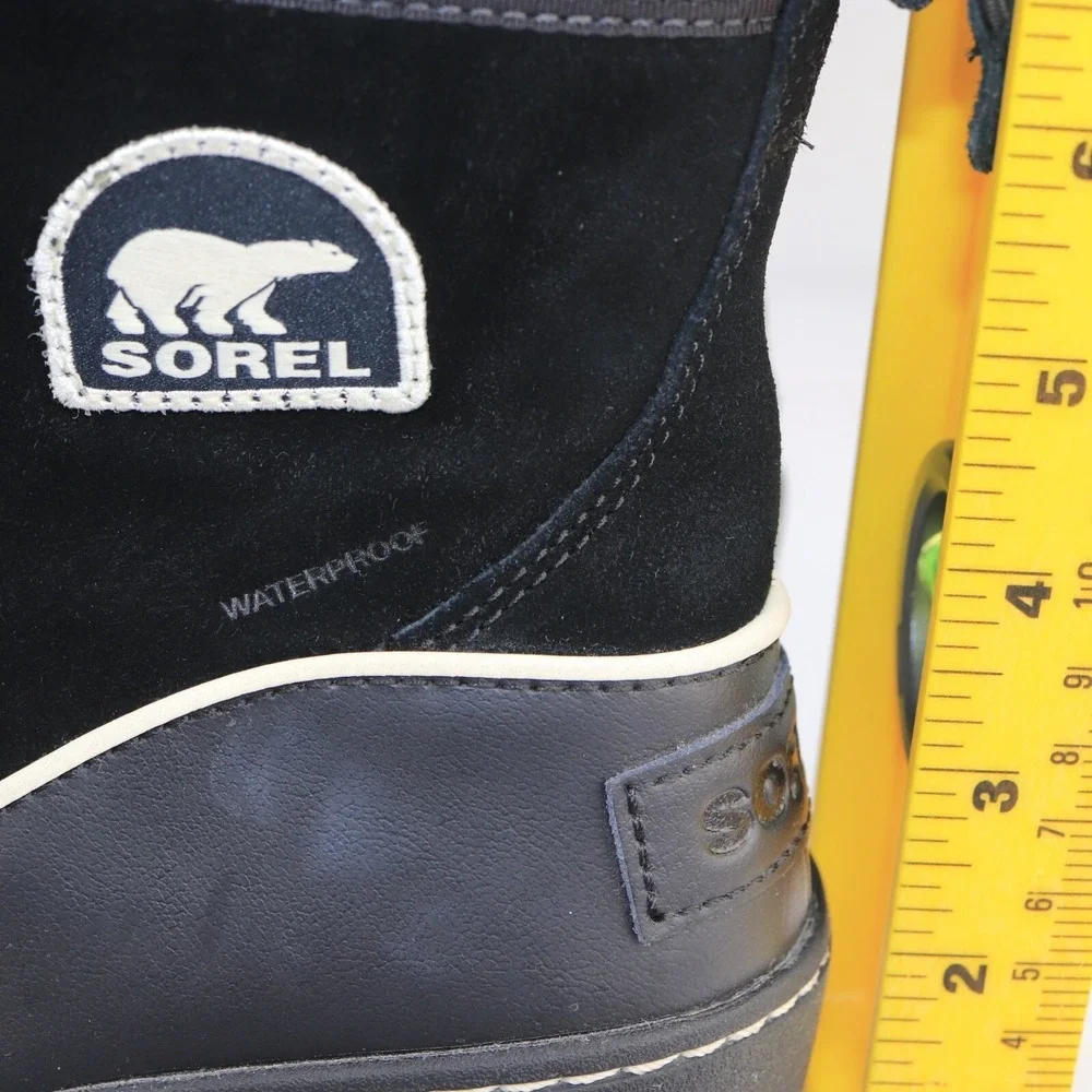 Sorel Womens Tivoli III Boot Size 8 Waterproof Black Suede Winter Bootie Lace Up